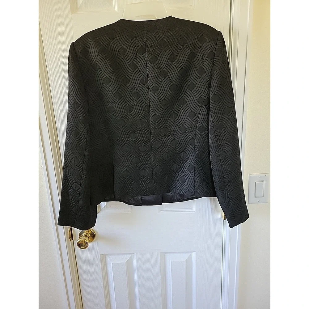 Kasper Jacket Blazer Size 16‎ Black Long Sleeve 4 Button Lined Quilted Business